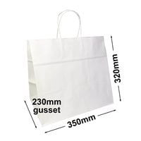 White Takeaway Paper Carry Bags 350x320mm (Qty:100)
