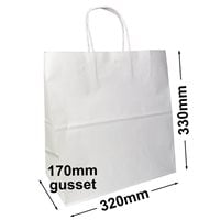 White Takeaway Paper Carry Bags 320x330mm (Qty:50)
