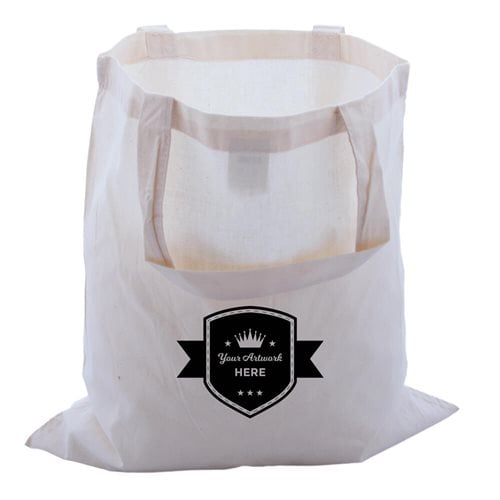Custom Printed Large Calico Carry Bags 1 Colour 1 Side 420x380mm
