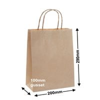 A5 Brown Paper Carry Bags 200x290mm (Qty:250)