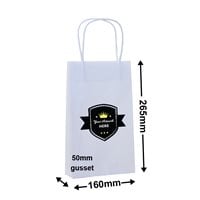 Custom Printed White Paper Carry Bags 2 Colours 1 Side 265x160mm