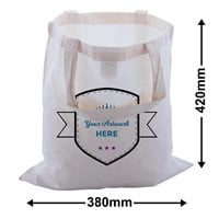 Custom Printed Large Calico Carry Bags 3 Colours 2 Sides 420x380mm