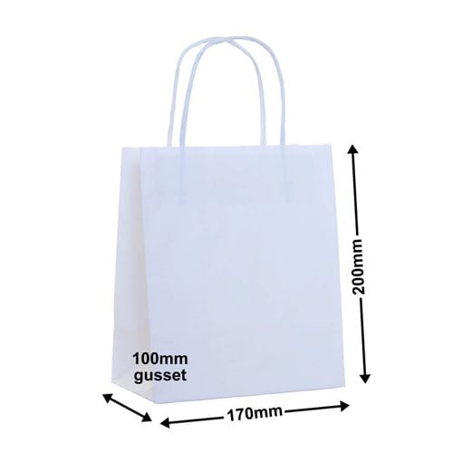 White Paper Carry Bags 170x200mm (Qty:50) - dimensions