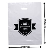 Custom Printed XL White Plastic Bag 1 Colour 1 Side