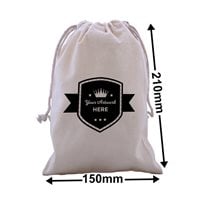Custom Printed 1 Colour 2 Sides Calico Drawstring Bags 210x150mm