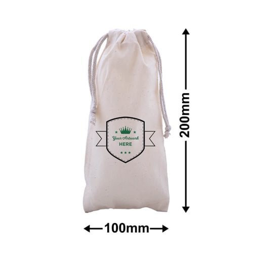 Printed Baby Calico Drawstring Bag 2 Colours 2 Sides - dimensions