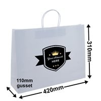 Custom Printed 2 Colours 1 Side Boutique White Paper Carry Bags 310x420mm