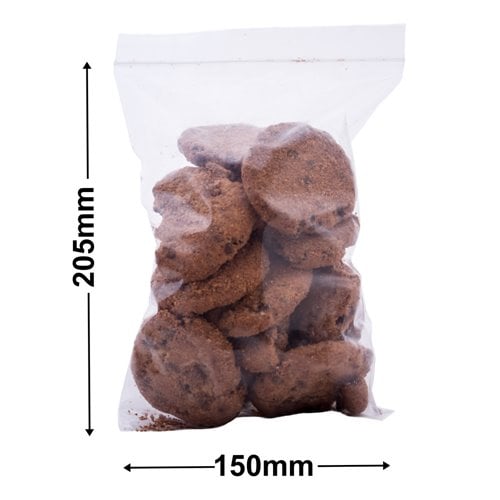 Resealable Press Seal Bags 150x205mm 75µm (Qty:1000) - dimensions
