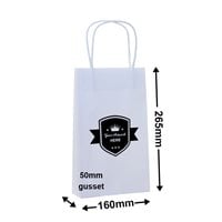 Custom Printed White Paper Carry Bags 1 Colour 2 Sides 265x160mm