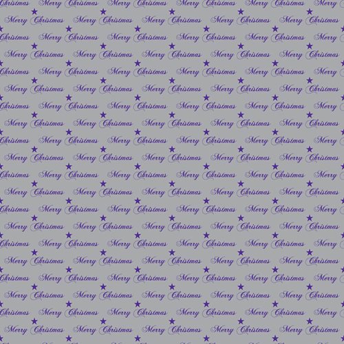 Silver Wrapping Paper with Purple Merry Christmas printed - dimensions