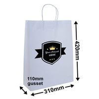 Custom Printed White Carry Bags 420x310mm 2 Colours 1 Side