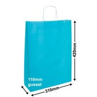 A3 Aqua Blue Paper Carry Bags 310x420mm (Qty:250)
