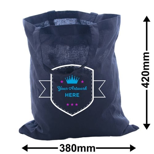 Express Printed Large Black Calico Carry Bags 3 Colours 1 Side - dimensions