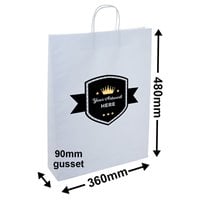 Custom Printed White Paper Carry Bags 2 Colours 1 Side 480x340mm
