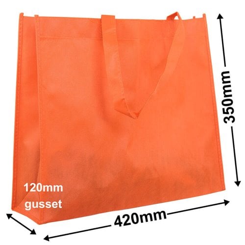 Orange Reusable Non Woven Polypropylene fabric bag - dimensions