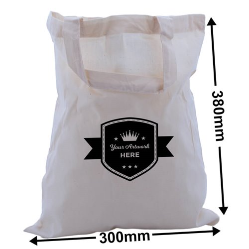 Custom Printed Calico Bags with Two Handles 1 Colour 1 Side 380x300mm - dimensions