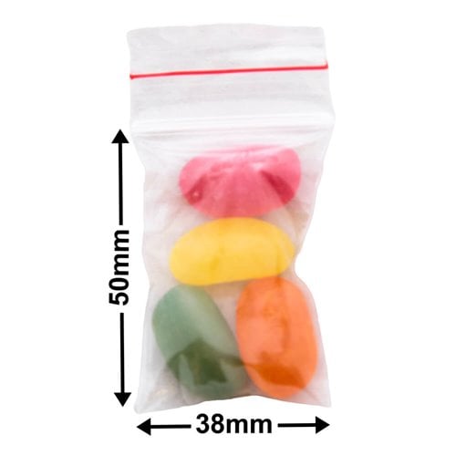 Resealable Press Seal Bags 38x50mm 50µm (Qty:1000) - dimensions
