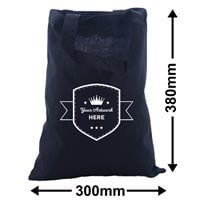 Custom Printed Black Calico Bag with Two Handles 1 Colour 2 Sides 380x300mm