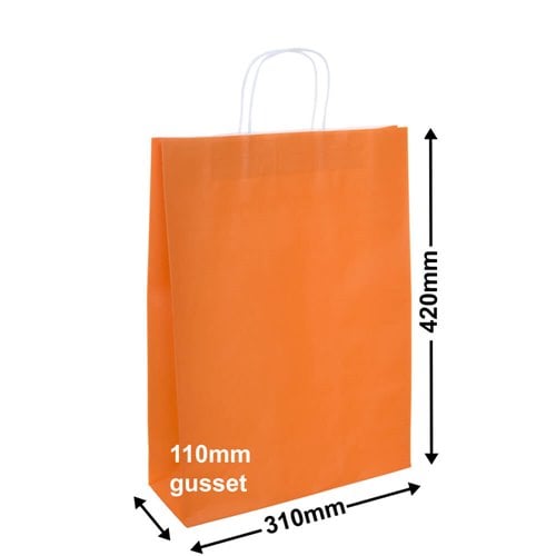 A3 Orange Paper Carry Bags 310x420mm (Qty:50) - dimensions