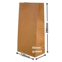Paper Gift Bags Brown 260 x 130 + 80 - no handles