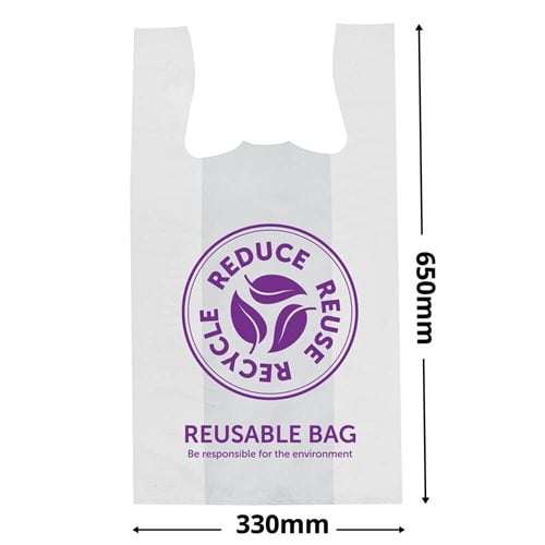Extra-Large White Singlet Checkout Bags 320x640mm (Qty:500) - dimensions