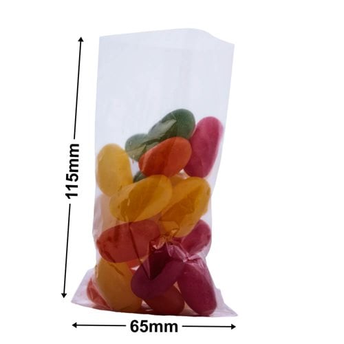 Cellophane Bags - 115mm x 65mm (Size 2) - dimensions
