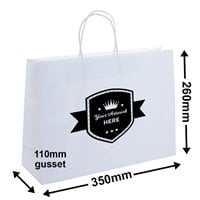 Custom Printed 1 Colour 2 Sides Boutique White Paper Carry Bags 250x350mm