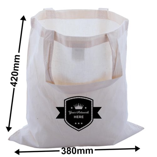 Custom Printed Large Calico Carry Bags 1 Colour 1 Side 420x380mm - dimensions