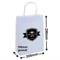 Custom Printed White Paper Carry Bags 2 Colours 1 Side 290x200mm