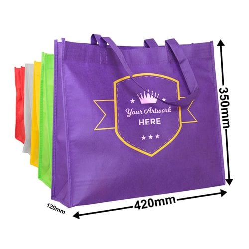 Custom Printed NWPP Carry Bags (9 Colours available) 2 Colours 2 Sides - dimensions