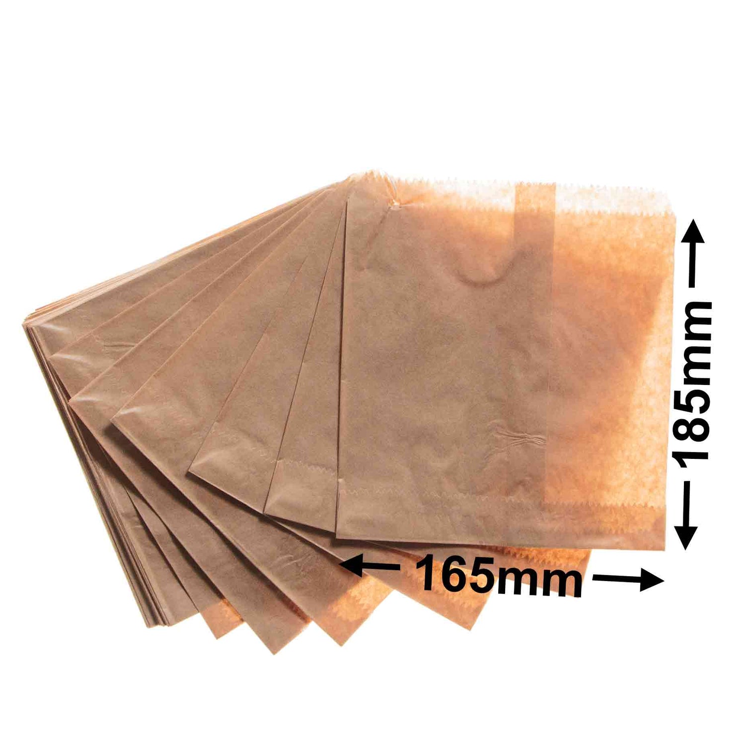 Flat Brown Paper Bags Size 1 165x185mm (Qty:500)