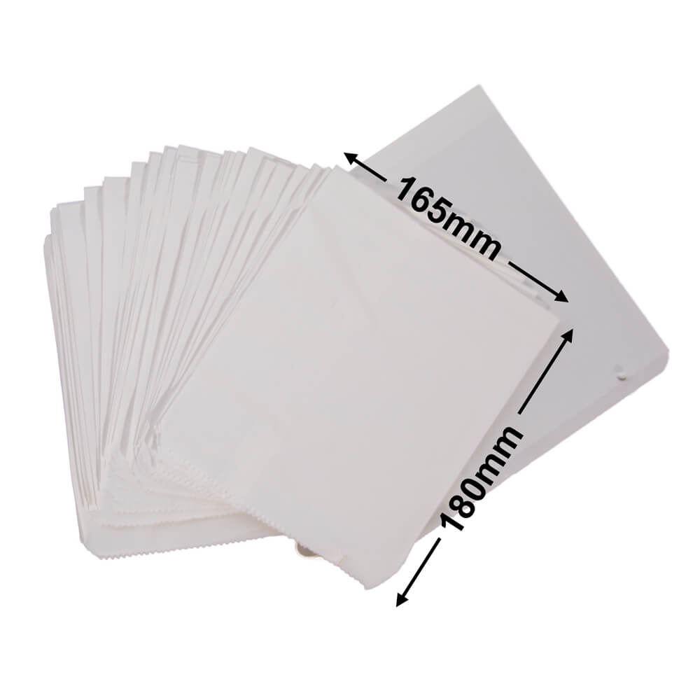 Flat Glossy White Paper Bags Size 1 165x180mm (Qty:500)
