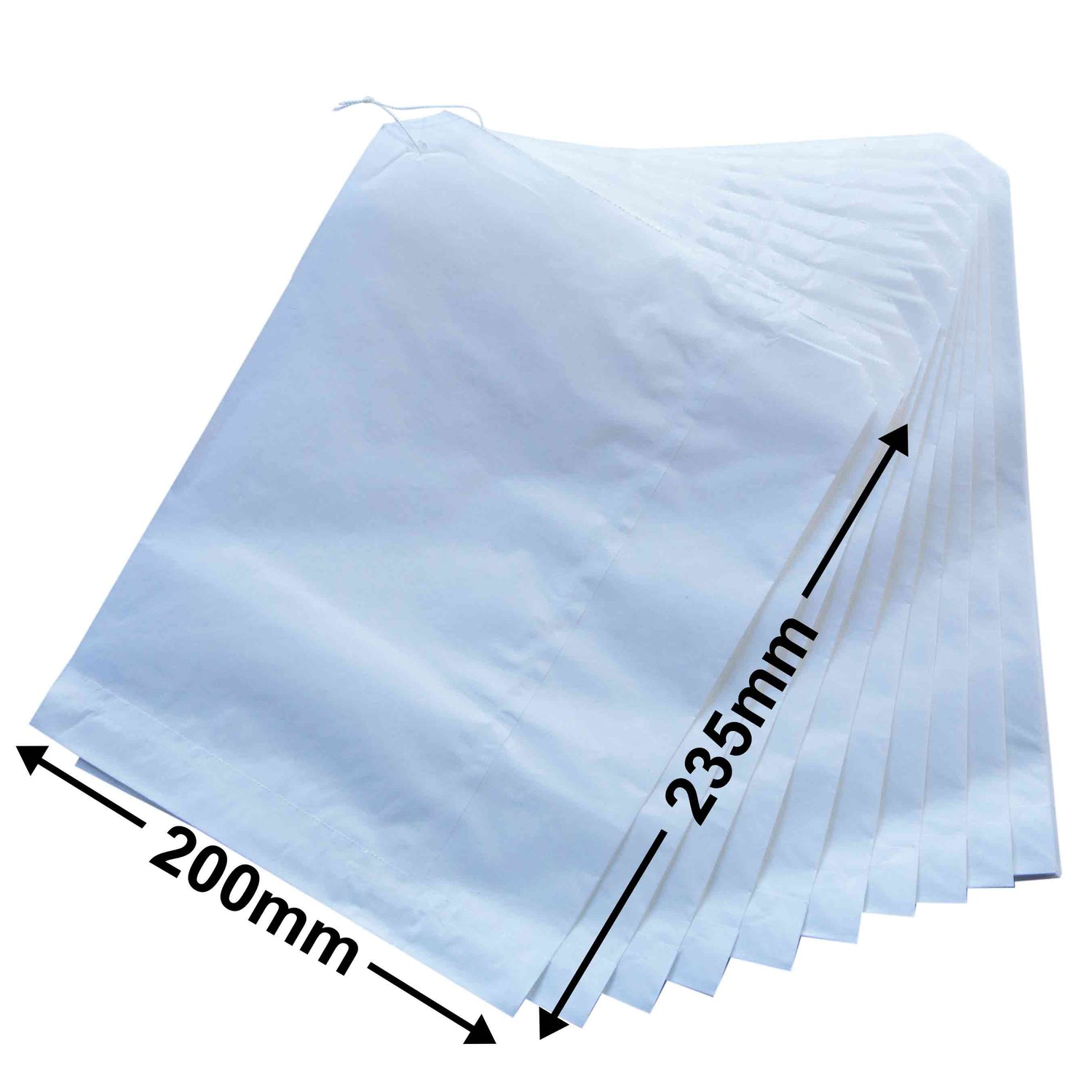 Flat White Paper Bags Size 3 200x235mm (Qty:500)