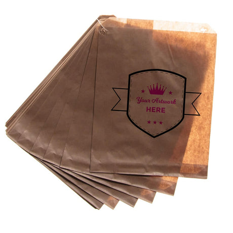 Medium Printed Flat Brown Paper Bags - Square 300mm x 275mm 2 Colours 1 Side