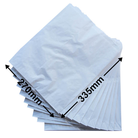 Flat White Paper Bags Size 8 270x335mm (Qty:500)