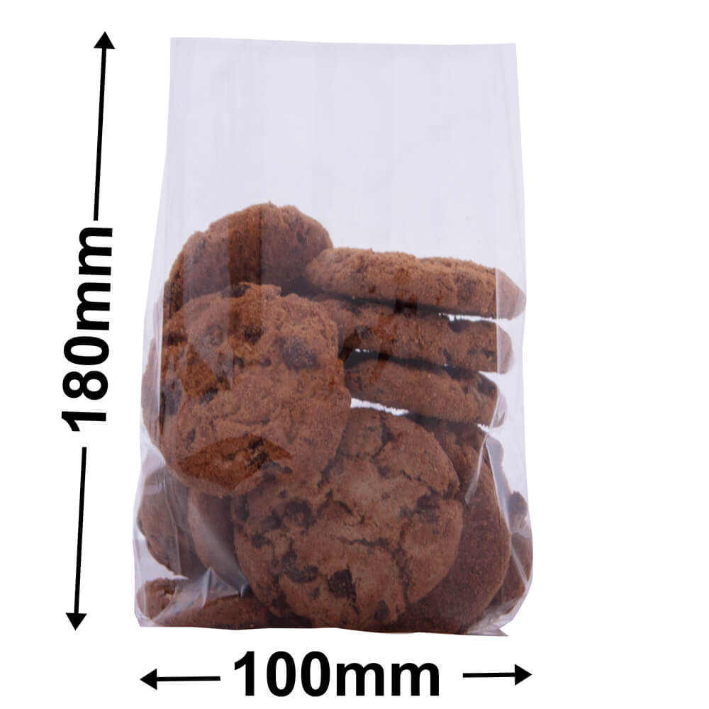 Cellophane Bags 100x180mm + 50mm Side Gusset (Qty:1000)