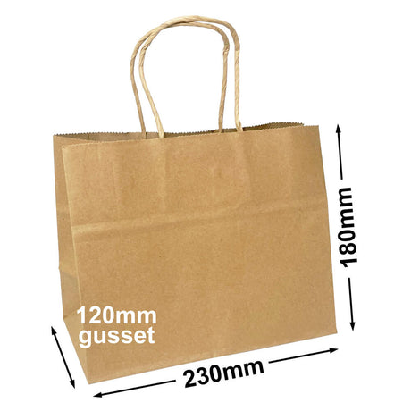 Boutique Brown Paper Carry Bags 230x180mm (Qty: 500)