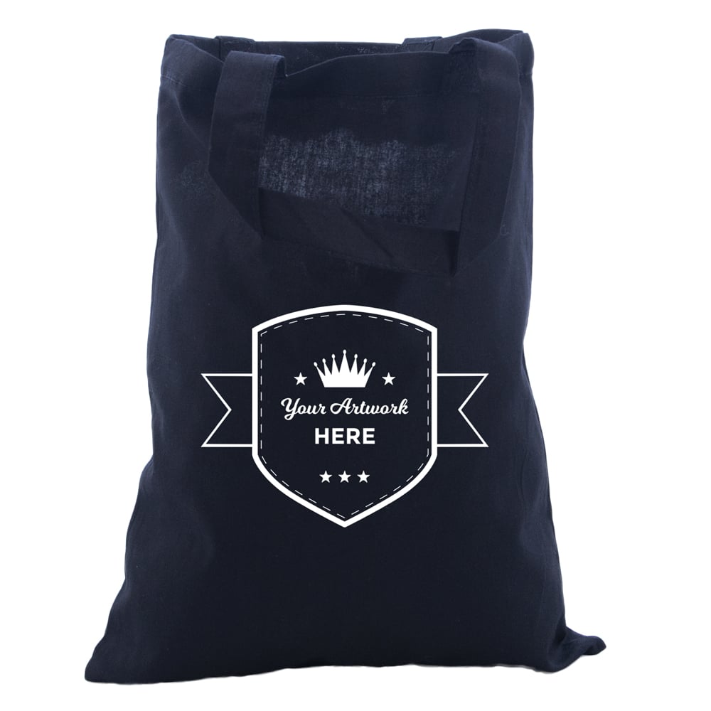 Custom Printed Black Calico Bag with Two Handles 1 Colour 1 Side 380x300mm