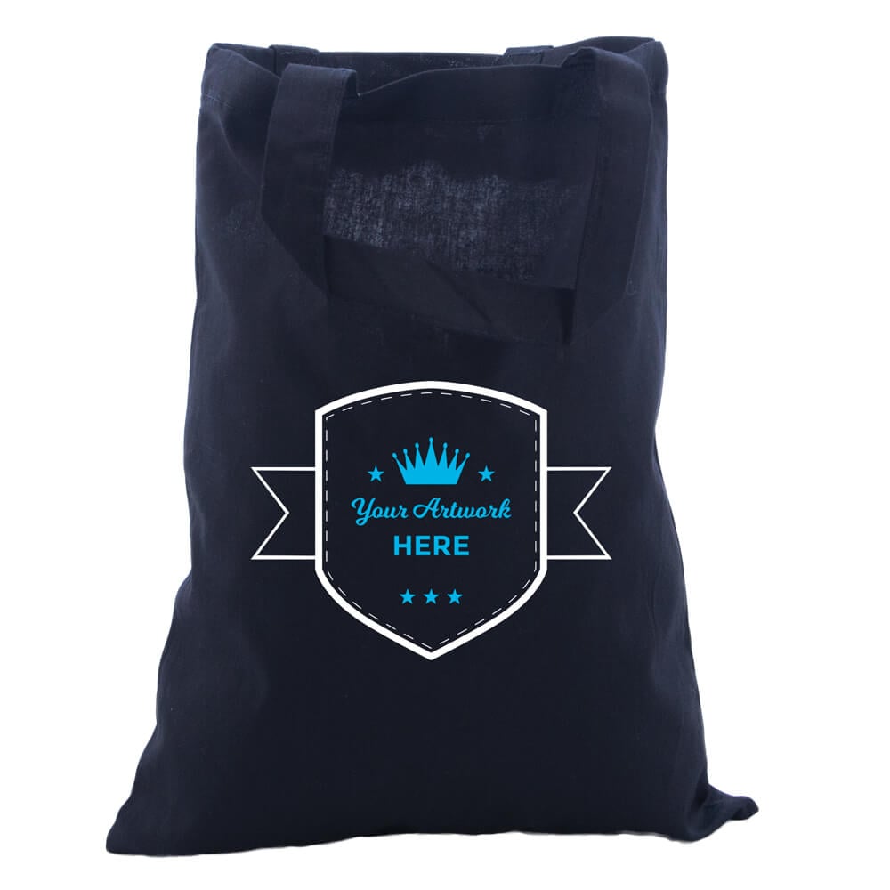 Custom Printed Black Calico Bag with Two Handles 2 Colours 1 Side 380x300mm