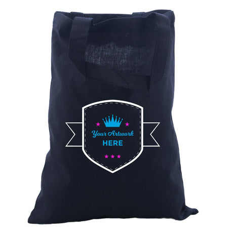 Custom Printed Black Calico Bag with Two Handles 3 Colours 1 Side 380x300mm