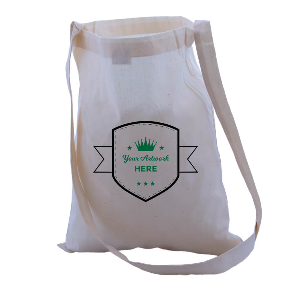 Custom Calico Shoulder Strap Bags 380x300mm 2 Colours 1 Side