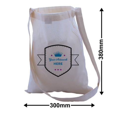 Custom Calico Shoulder Strap Bags 380x300mm 3 Colours 2 Sides