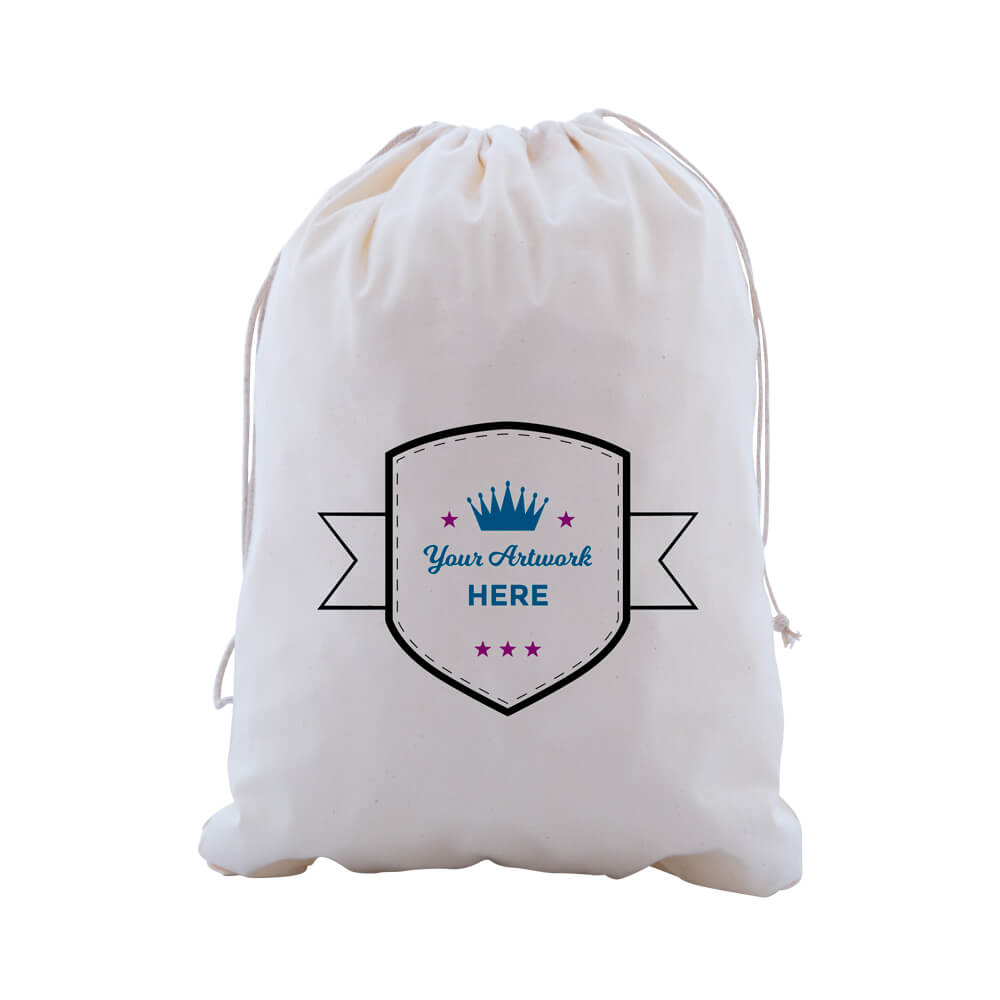 Custom Print Large Calico Carry Bags 3 Colours 2 Sides 400x300mm