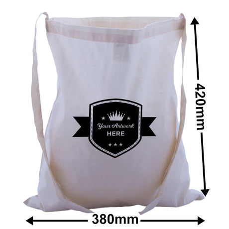 Custom Print Large Calico Shoulder Strap Bags 1 Colour 2 Sides 420x380mm