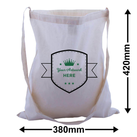 Custom Print Large Calico Shoulder Strap Bags 2 Colours 1 Side 420x380mm