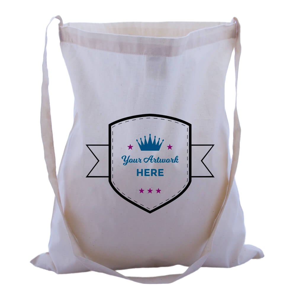 Custom Print Large Calico Shoulder Strap Bags 3 Colours 2 Sides 420x380mm