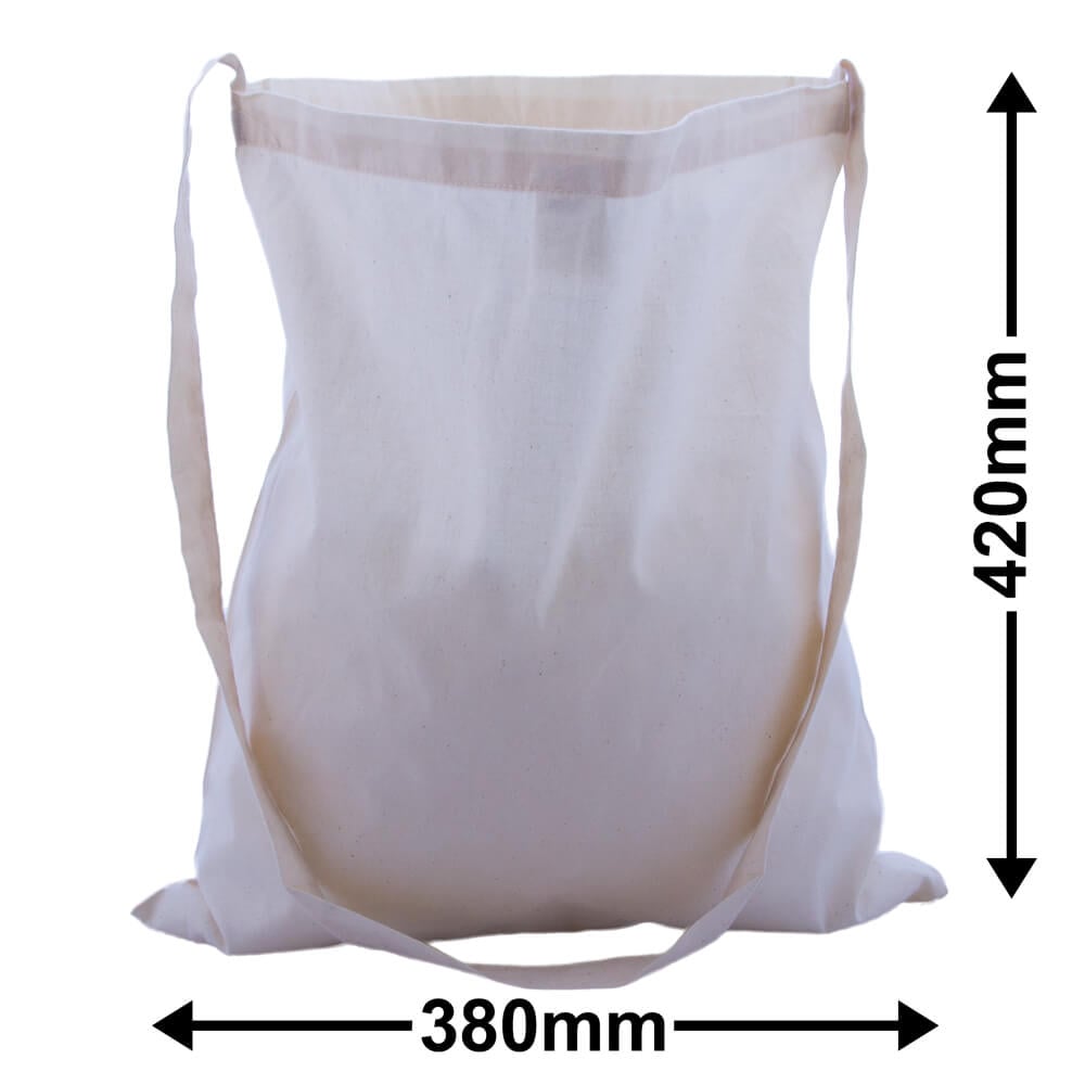 Shoulder Strap Calico Bags 420x380mm | Natural Calico (Qty:50)