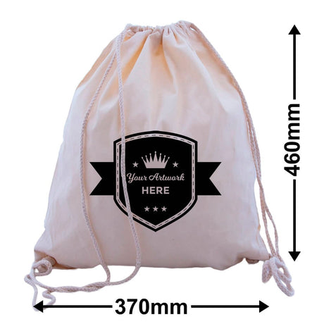 Custom Printed 1 Colour 1 Side Calico Drawstring Bags 460x370mm