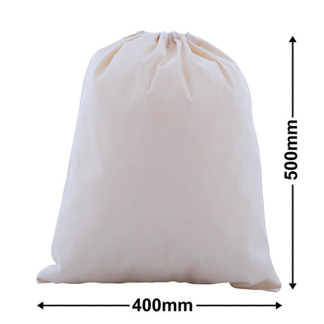 Drawstring Calico Bags 500x400mm | Natural Calico (Qty:50)