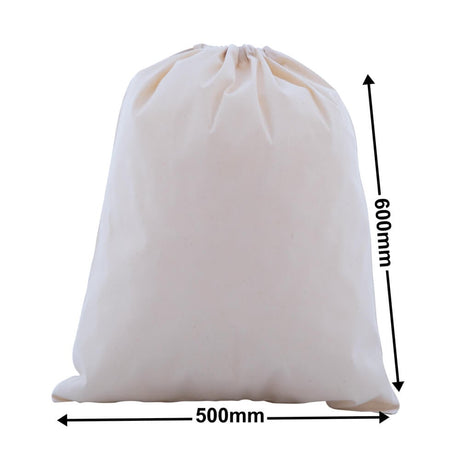 Drawstring Calico Bags 600x500mm | Natural Calico (Qty:50)